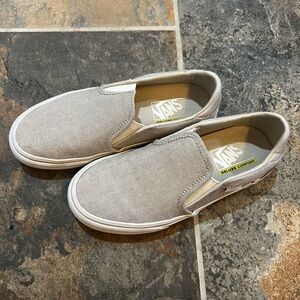 Grey and white VANS slip ons. Size 7. Excellent Condition.